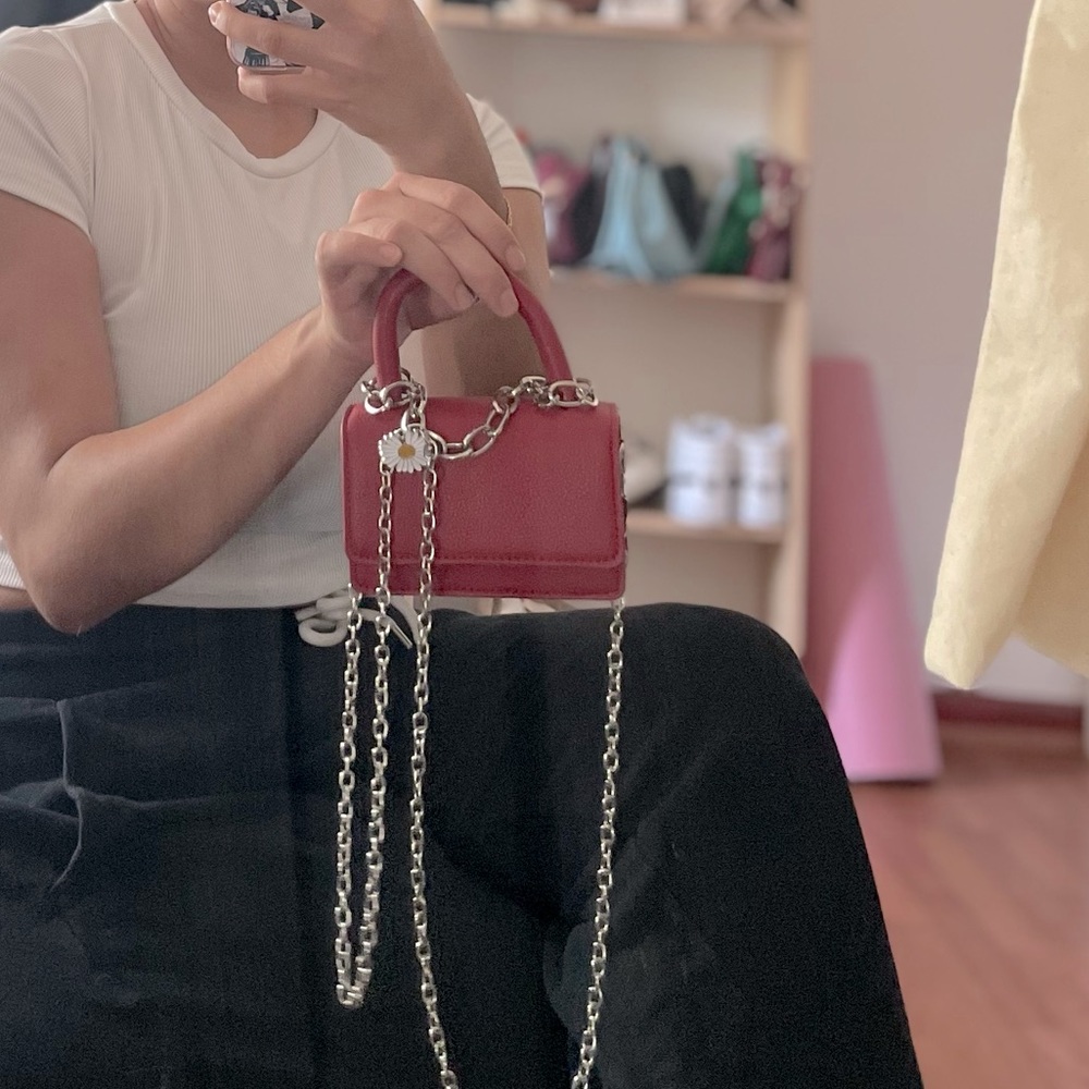 NEW Faux Leather Micro Mini Bag Red Crossbody Pebble Bag